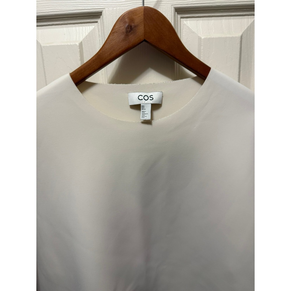 COS Womens Size Small Cream Off-White Short Sleeve Boxy Blouse Minimalist Top